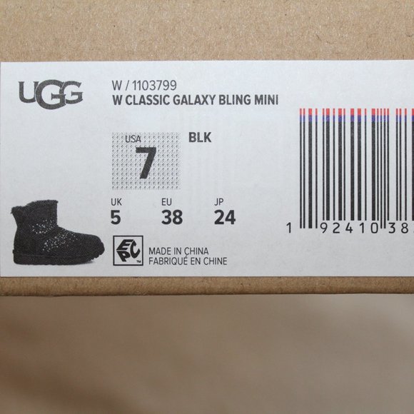 UGG MINI GALAXY BLING CRYSTAL SUEDE BOOTS BLACK - Picture 8 of 8